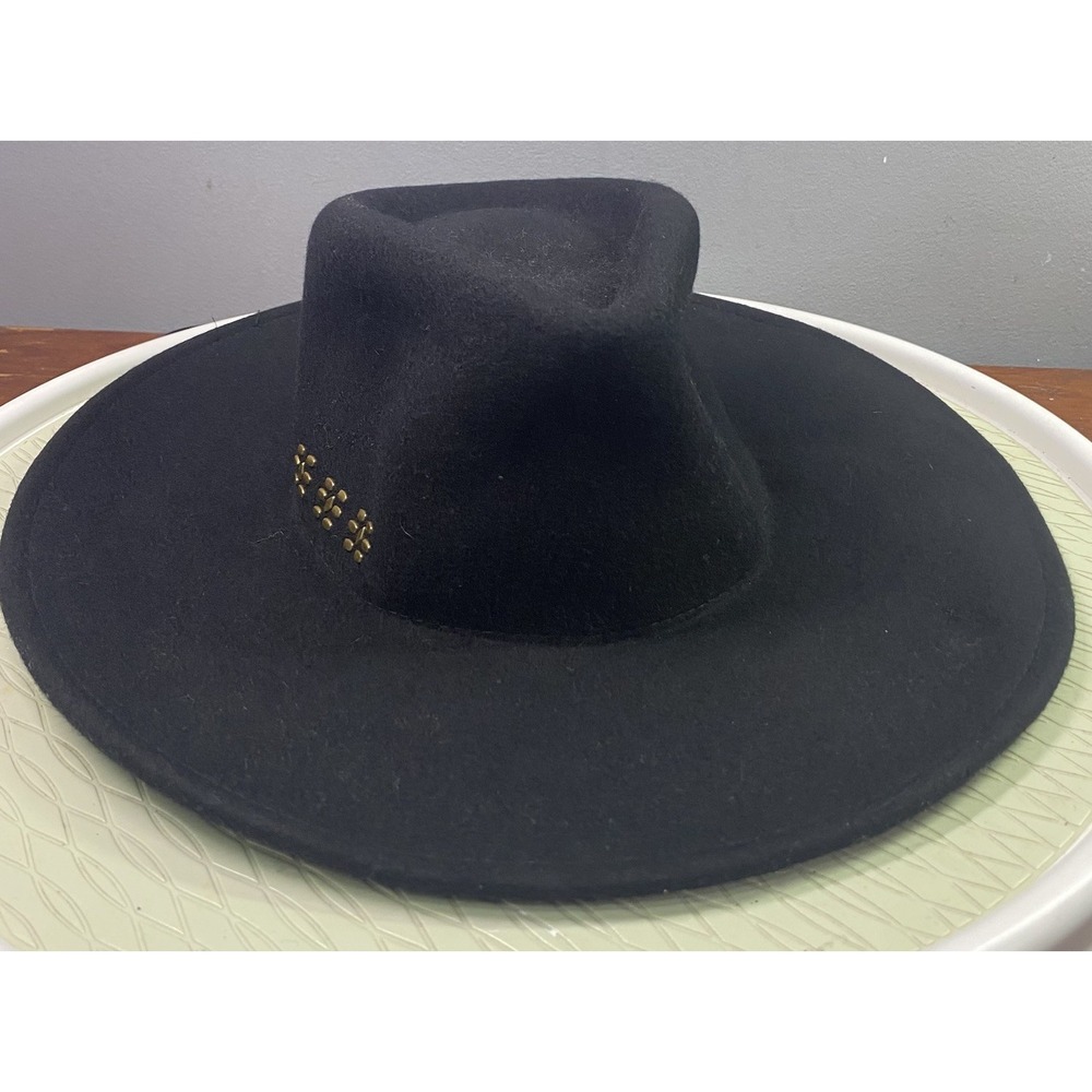 Universal Threads 100% Wool Men Or Women Cowboy Western Hat Fedora Black EUC
